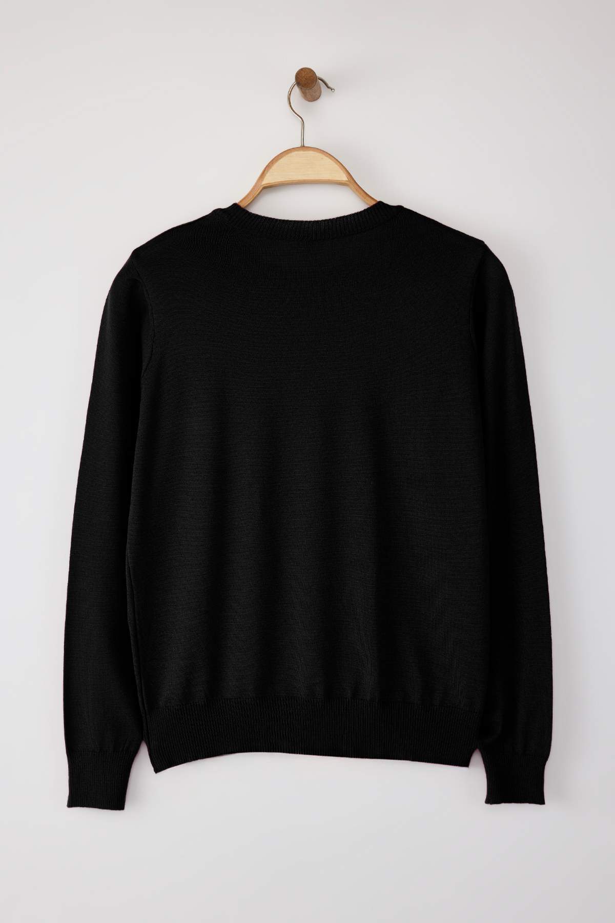 Trendyolmilla  Wardrobe Essentials Siyah Merserize Görünümlü İnce Basic Triko Kazak | TWOAW26KZ00081 - Görsel 6