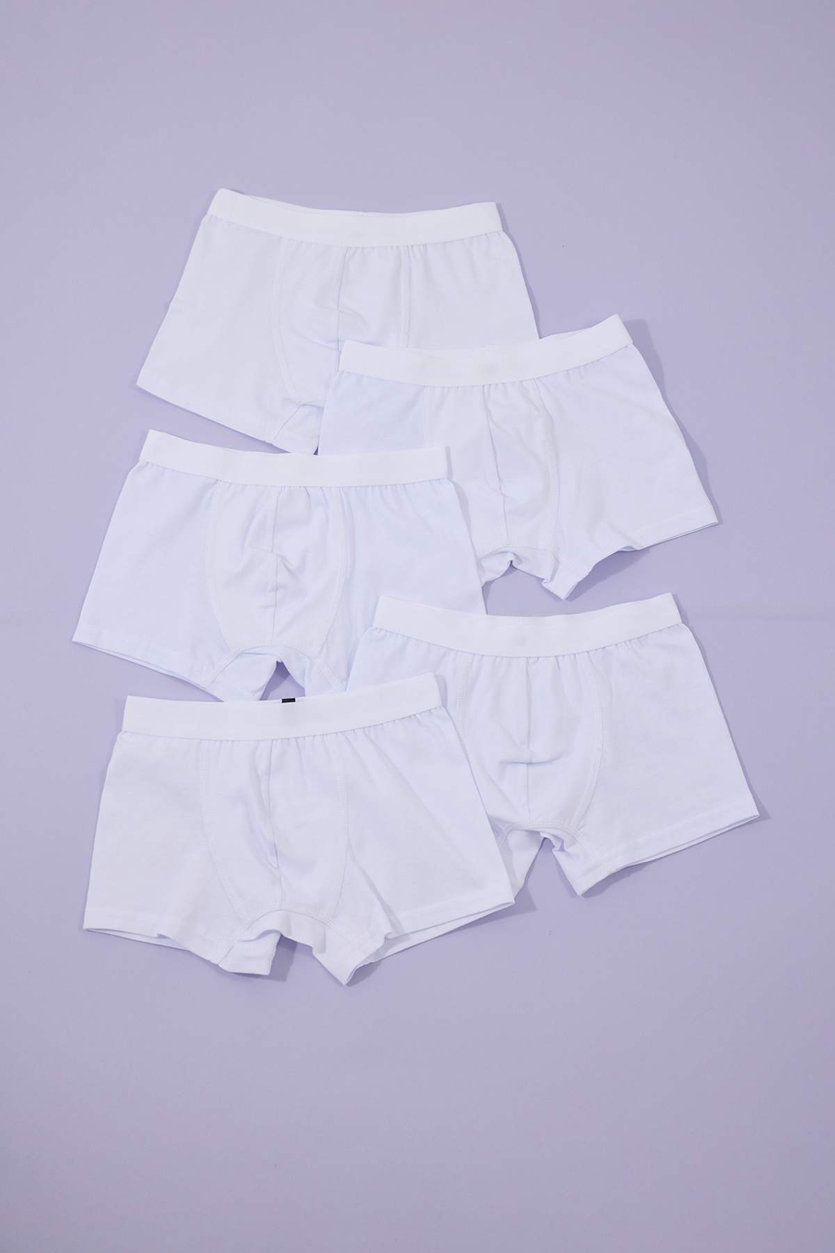 TRENDYOLKIDS White 5-Pack Cotton Flexible Plain/Basic Boys' Knitted Boxer Tkdaw26Bx00000