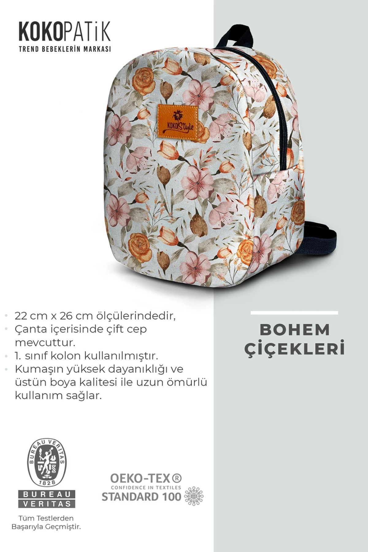 Kokopatik-Bohemian Flowers Pattern Small Nursery Bag 3