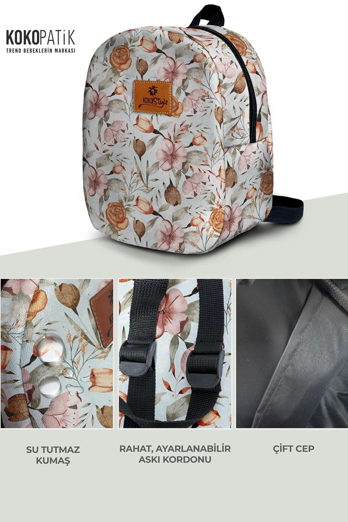 Kokopatik-Bohemian Flowers Pattern Small Nursery Bag 2