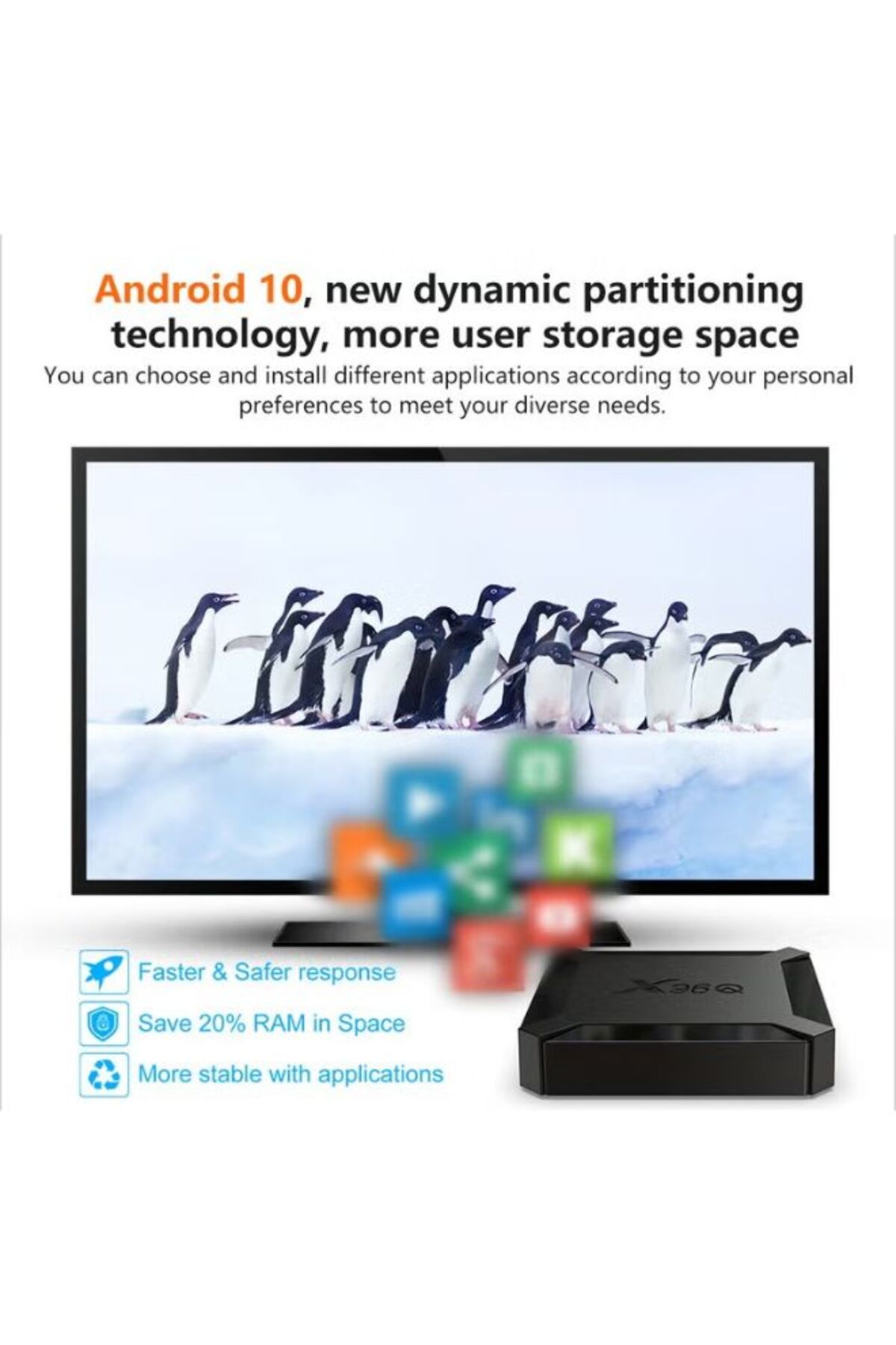 صندوق تلفزيون أندرويد 4K UHD، واي فاي، بلوتوث، أند...