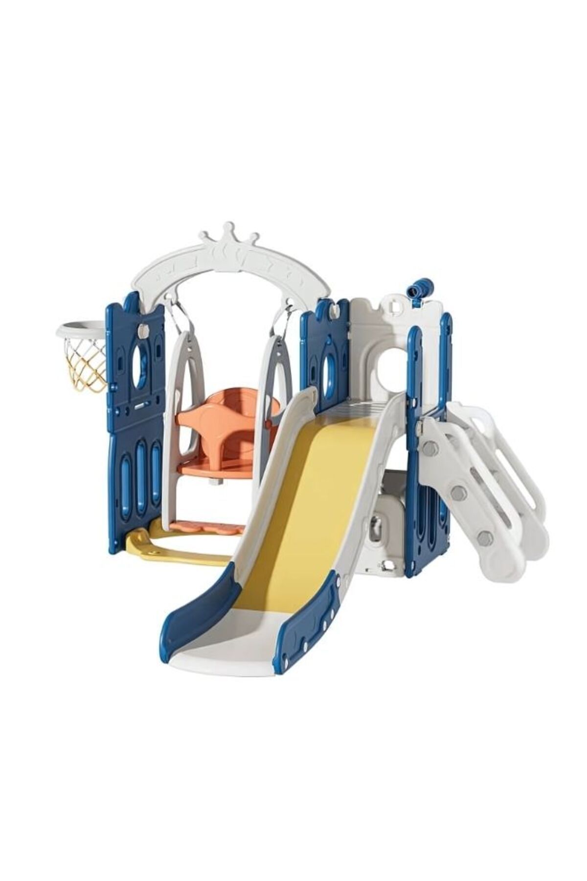 Generic-Multi-Activity Toddler Slide Swing Set With Basketball Hoop - 5-In-1 Indoor Outdoor Playground For K 2