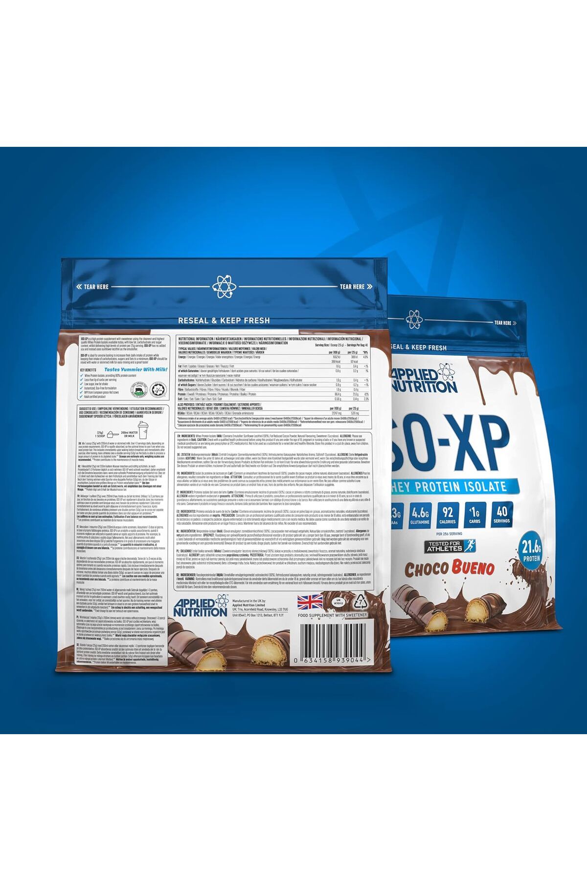 applied nutrition-ISO-XP 100% Whey Protein Isolate, Chocolate Bueno, 1 kg 3