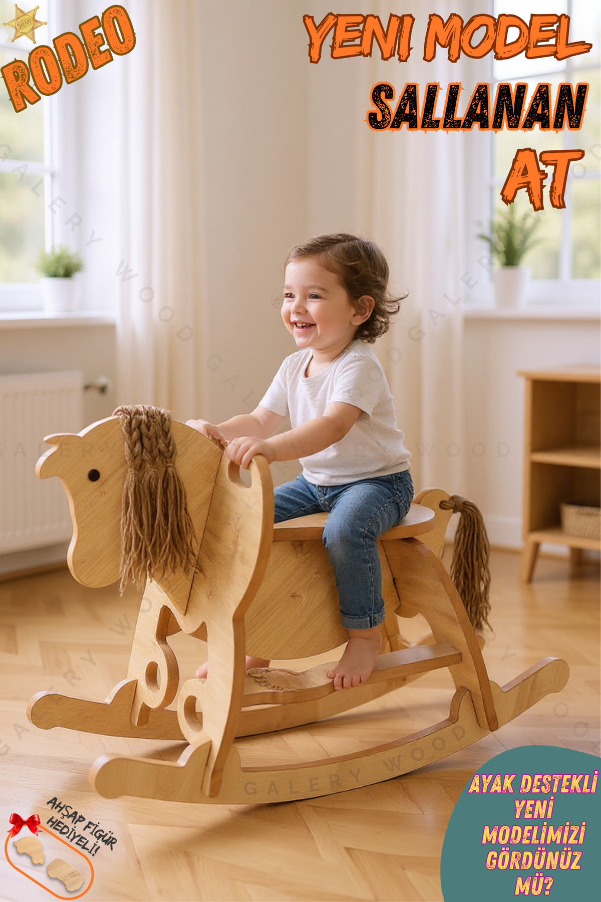 Galery Wood Ahşap Sallanan At-ayak Destekli-yeni Model