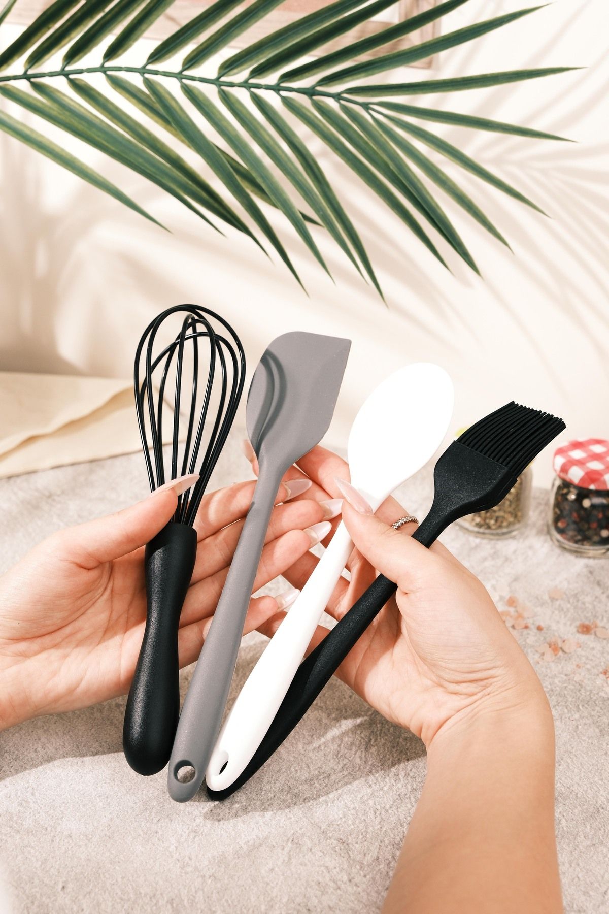 AYEM HOME-Mini Silicone Brush, Spoon, Spatula and Whisk Set |   Set of 4, Non-Stick and Durable 2