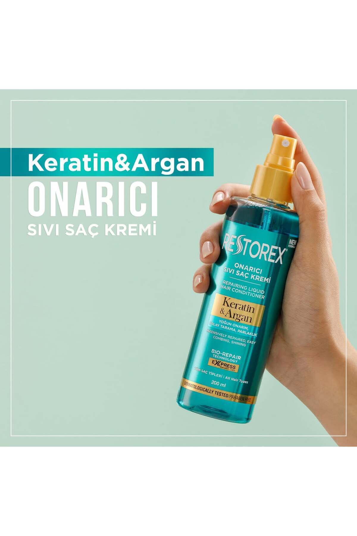 Keratin & Argan Onarıcı Sıvı Saç Bakım Kremi 200 Ml (6 Adet) — 86805126329866 — تصویر 4 از 8
