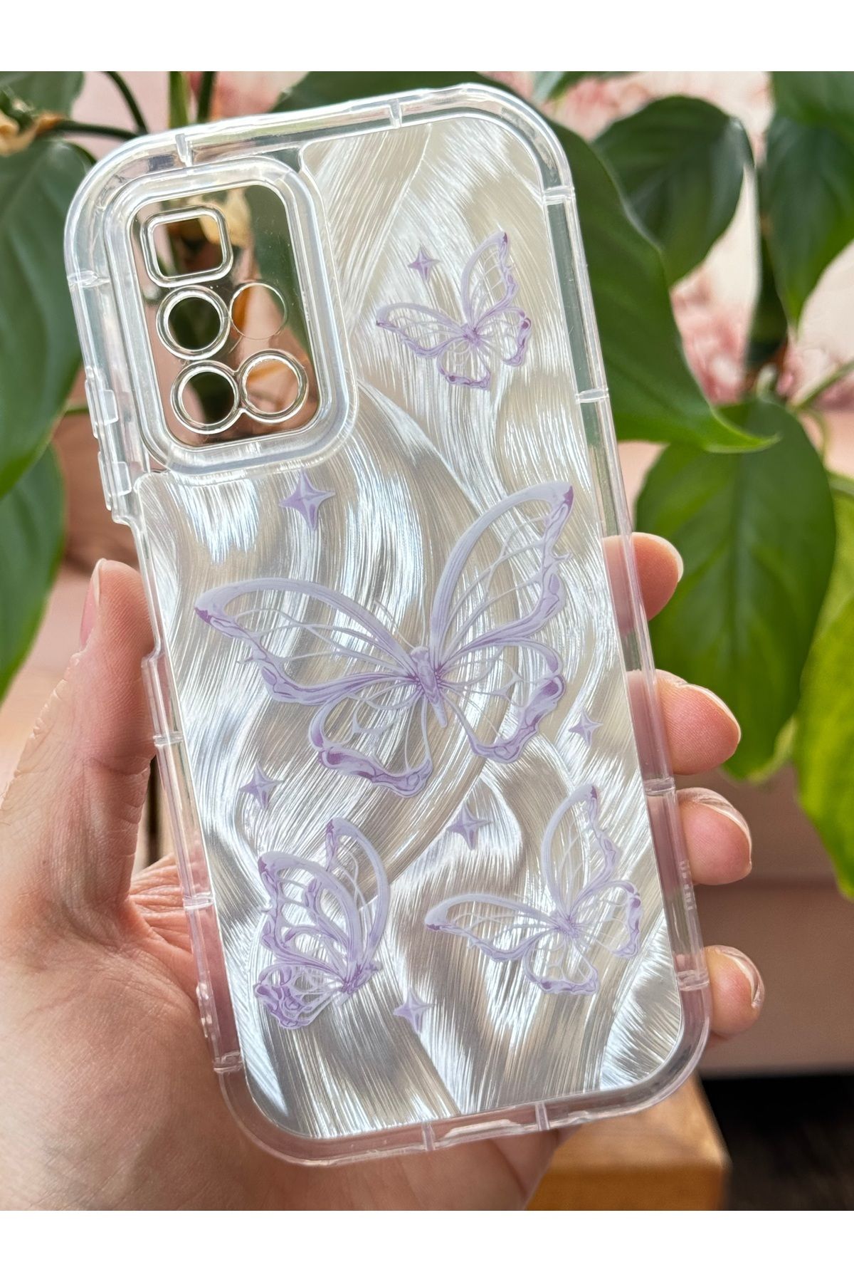 Fibaks-Redmi 10 4g 2022 Case Plug-In Camera Protected Glossy Hologram Butterfly Pattern Shock Absorbing Silicone 4