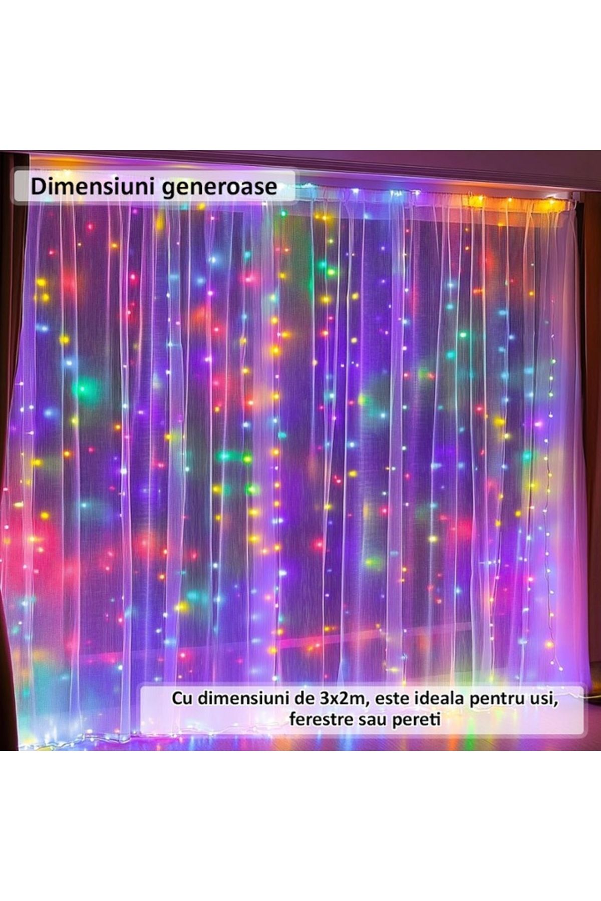 NEXTLY-Instalatie De Craciun Tip Perdea , Interconectabila, Lumini Led Rgb, 8 Jocuri De Lumini 4