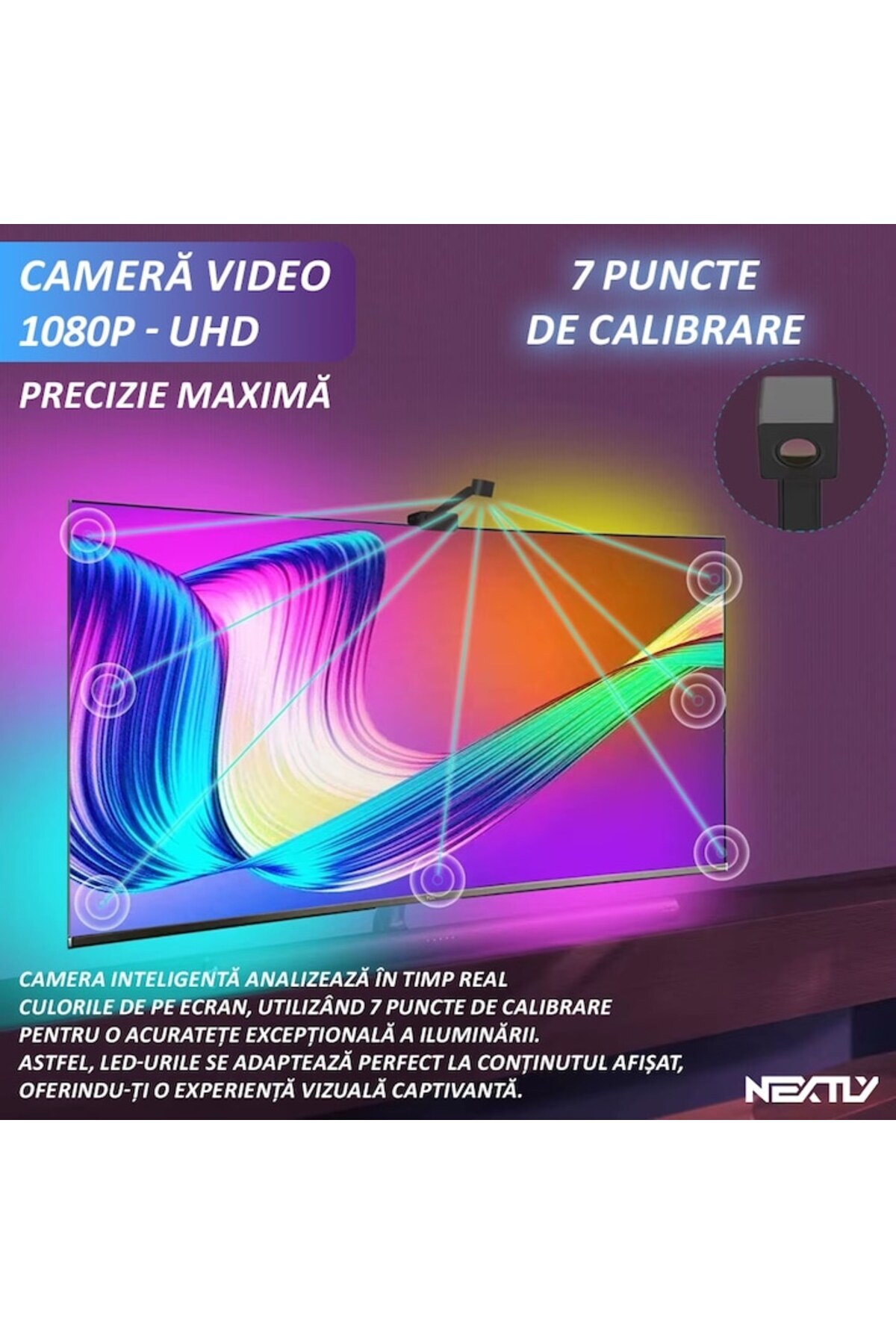 NEXTLY-RGB LED Strip With 1080p Video Camera For TV, Control Via Tuya Smart Application 2