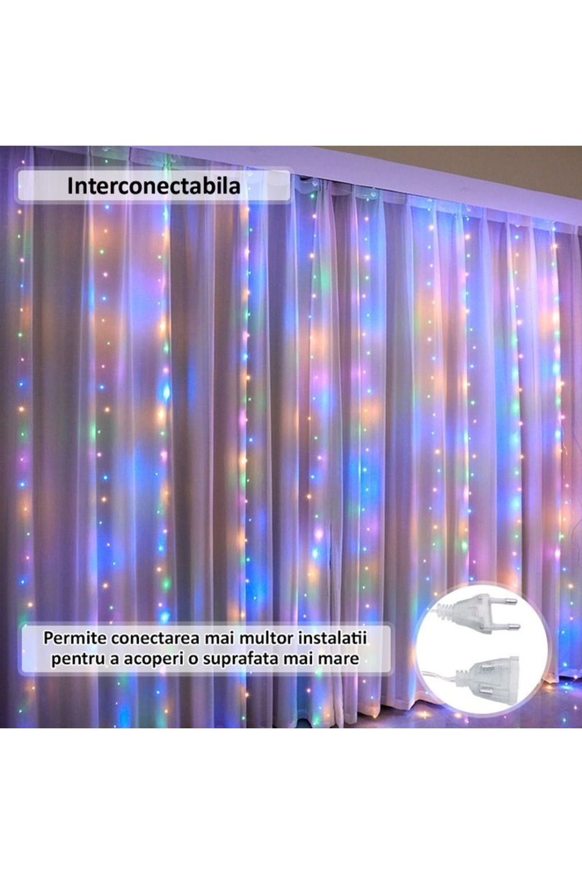 NEXTLY-Instalatie De Craciun Tip Perdea , Interconectabila, Lumini Led Rgb, 8 Jocuri De Lumini 5