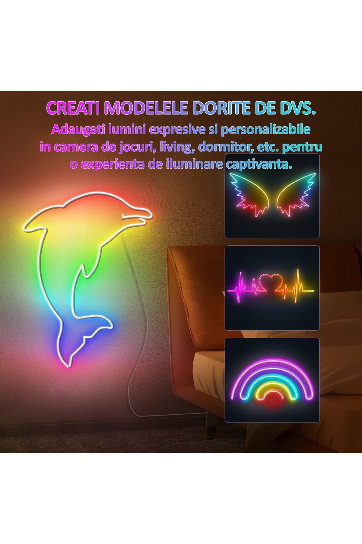 NEXTLY-Banda Led Neon Rgbic Flexibila, , Lungime 3m, Control Prin Aplicatie, Functii Multiple 4