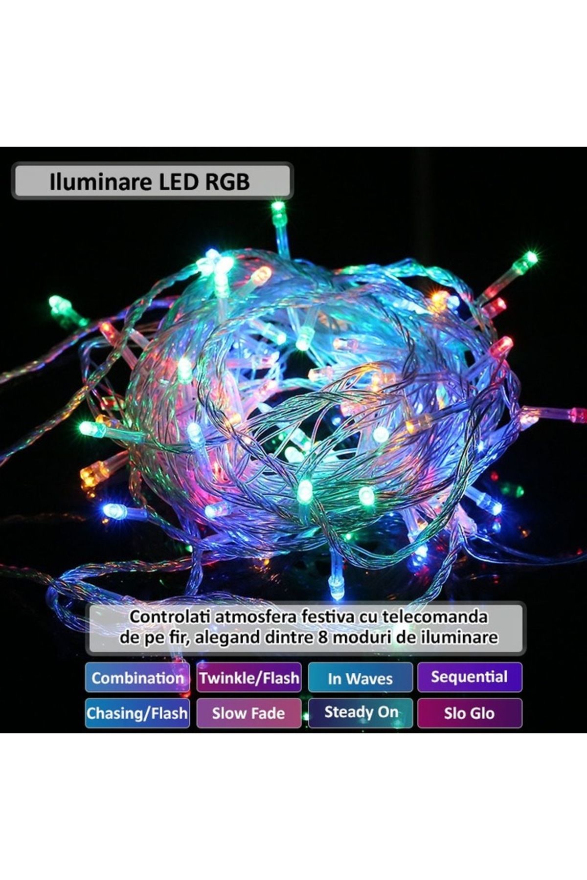NEXTLY-Instalatie De Craciun Tip Perdea , Interconectabila, Lumini Led Rgb, 8 Jocuri De Lumini 4