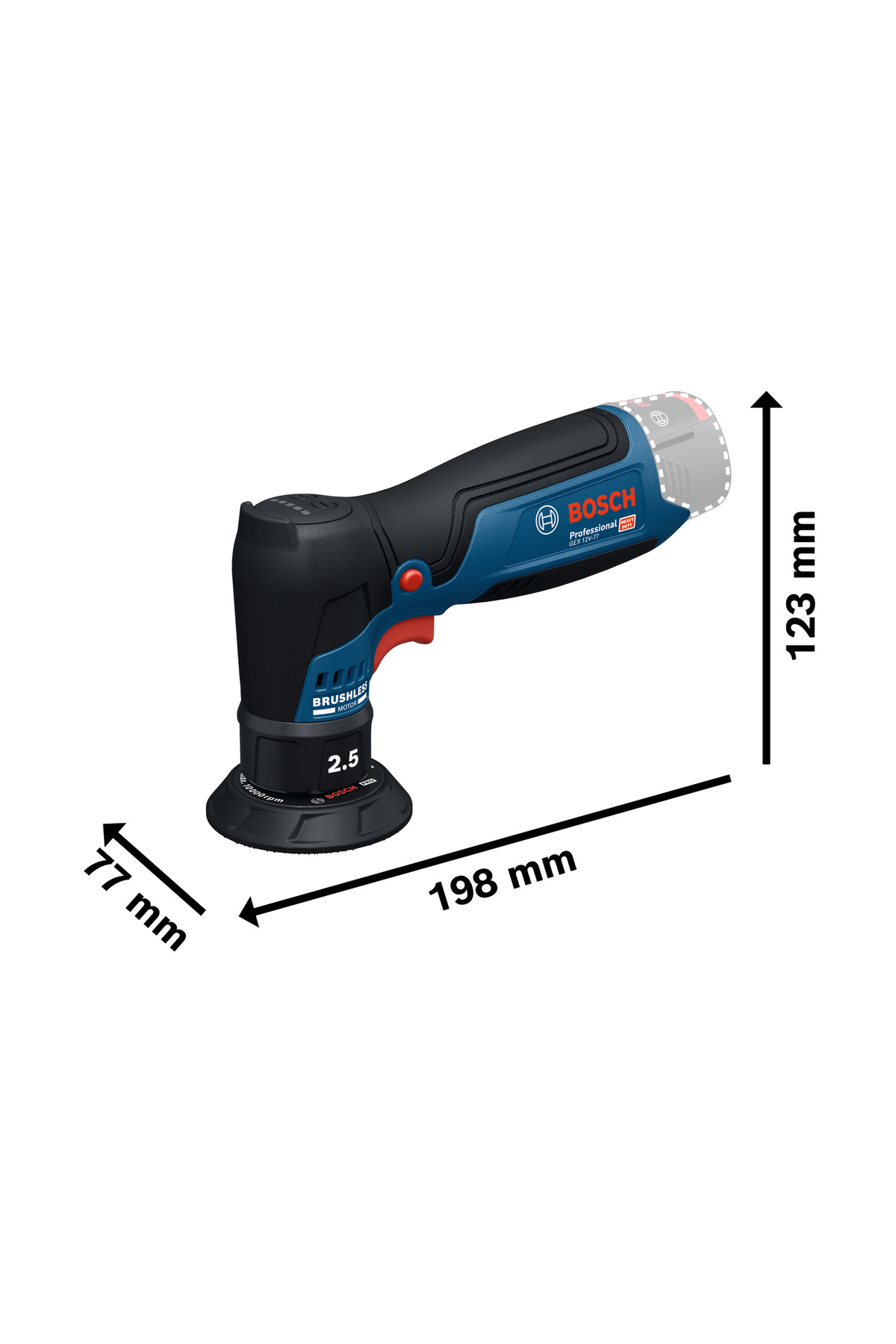 Bosch Eksantrik Zimpara Gex 12v-77 (Akü ve Şarj Cihazı Dahil