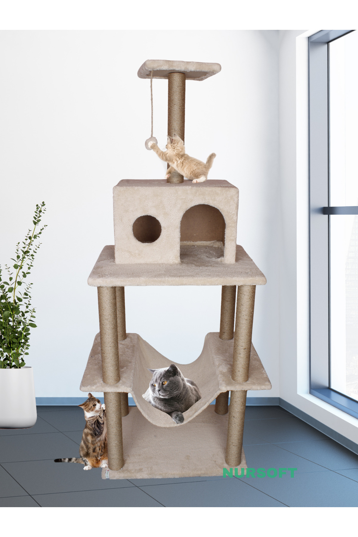 Nursoft-Zooplus Tower XXL Cat Scratching and Playing House Platform 1