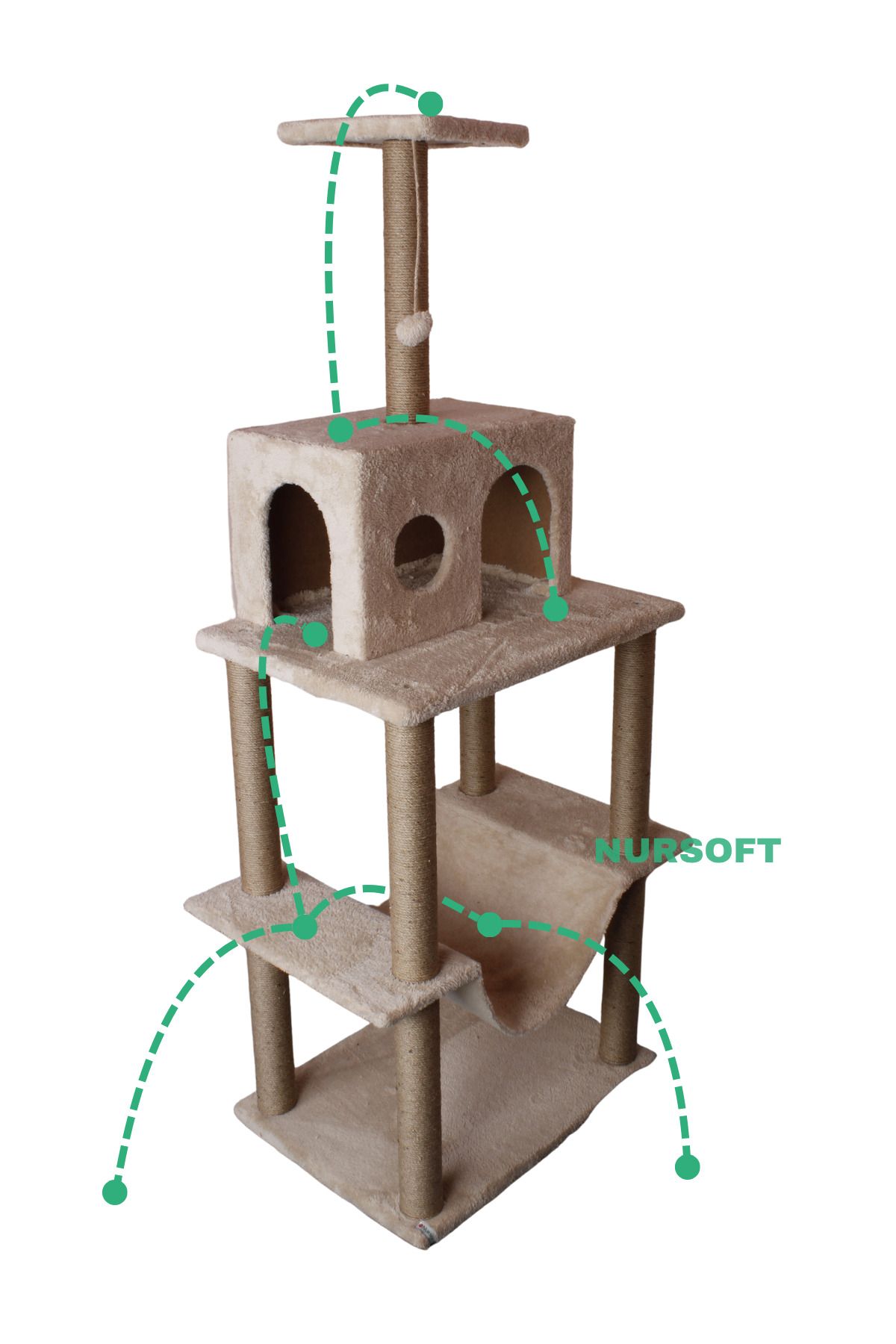 Nursoft-Zooplus Tower XXL Cat Scratching and Playing House Platform 6
