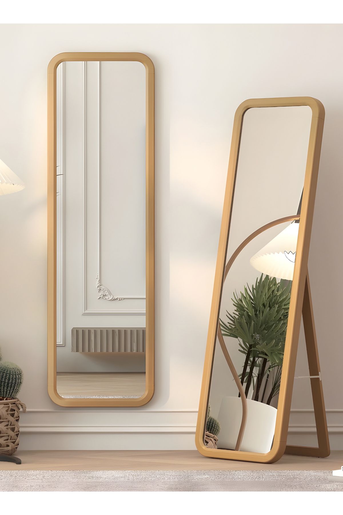 Taimi-مرآة كبيرة بتصميم أنيق، مقاس 155×45 سم، بإطار خشبي وحامل خلفي 3