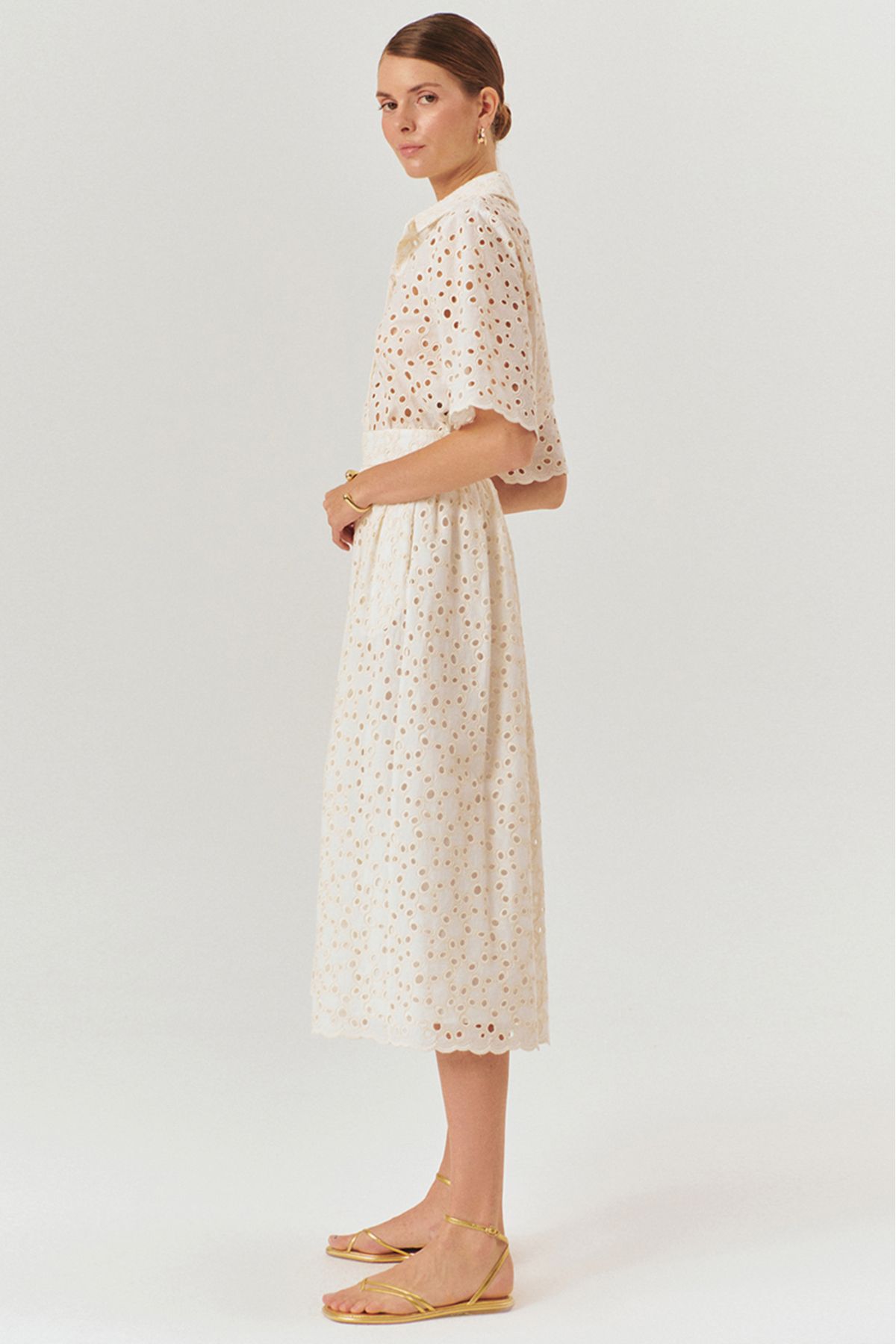 Exquise-Fisko Patterned Cotton Midi Length Regular Skirt 2