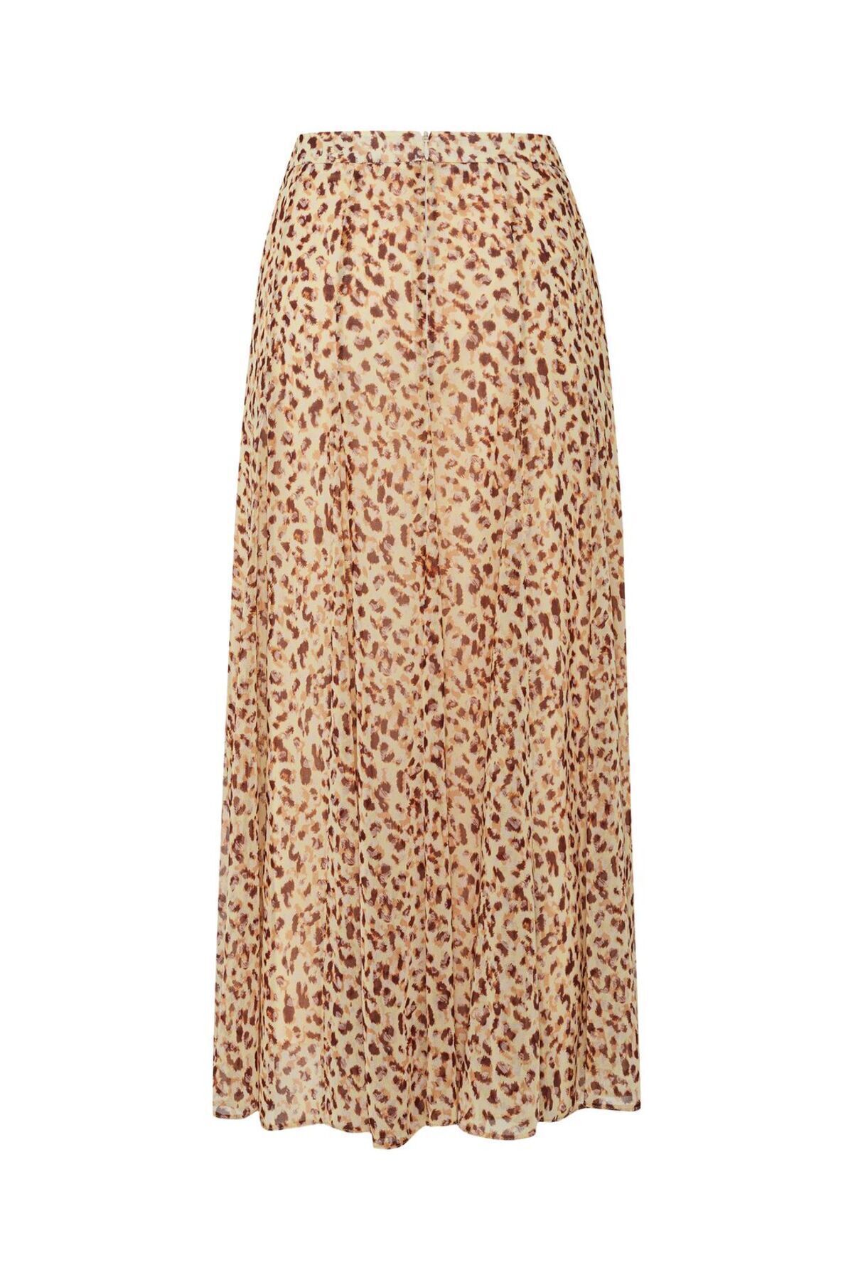 Exquise-Midi Length Chiffon Skirt with Flared Pattern at the Waist 8