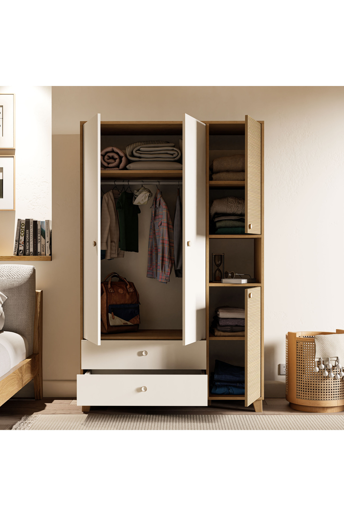 Mezza 3520 Lisa 4 Kapılı Gardırop Sepet-yunus-beyaz fotoğrafı 7 (önizleme)