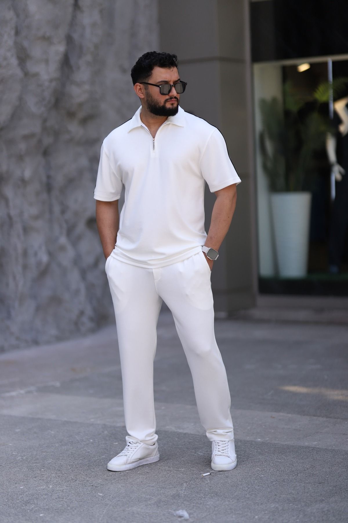 cto your style-Men's Polo Neck T-Shirt Comfortable Tooling Zipper Detailed Bottom Top Suit 3