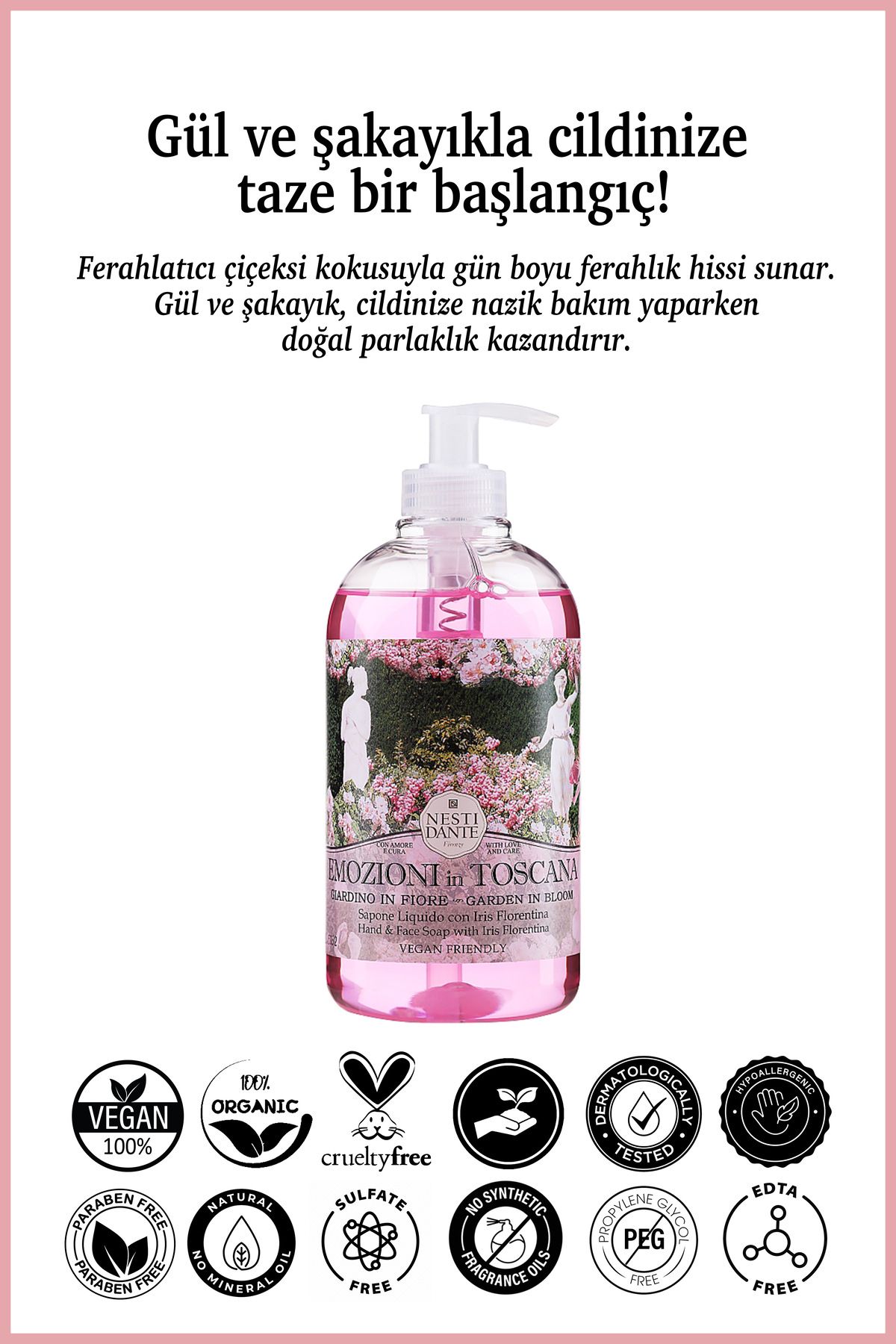 Nesti Dante-Emozioni in Toscana Garden in Bloom Liquid Soap 500ml |   Moisturizer |   Rose, Peony 2