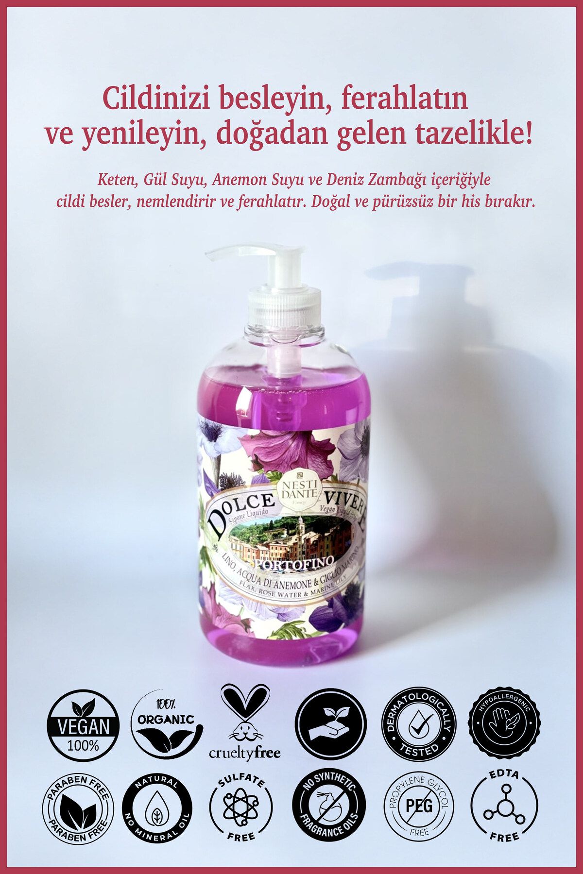Nesti Dante-Dolce Vivere Portofino Liquid Soap 500ml |   Firming and Moisturizing |   Lily and Rose Water Extract 2