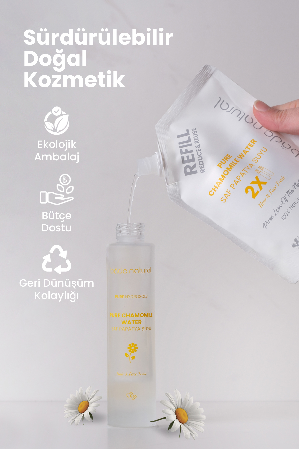 Papatya Suyu Saç Toniği %100 Doğal Refill Paket 200 ml — BN.0387 — تصویر 2 از 7