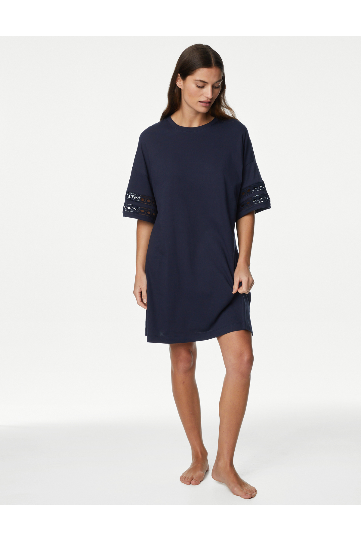 Marks & Spencer Saf Pamuklu Kısa Kollu Gecelik
