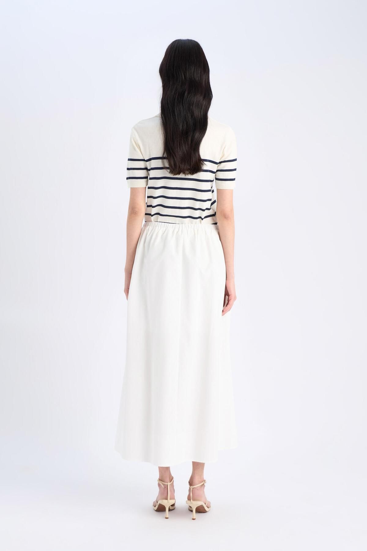DeFacto-A-Line Regular Waist Half Lining Poplin Midi Skirt E8700Ax25Sp 7