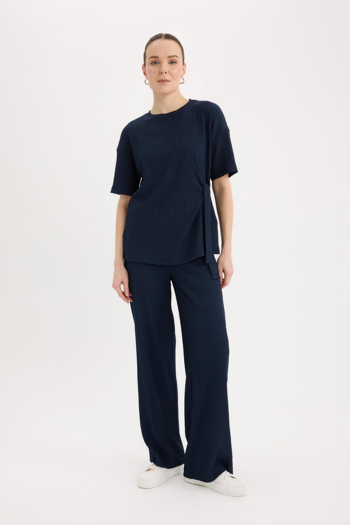 DeFacto-Bürümcük Hose mit weitem Bein, weitem, lockerem Bein, elastischer Taille C0200AX25SP 3