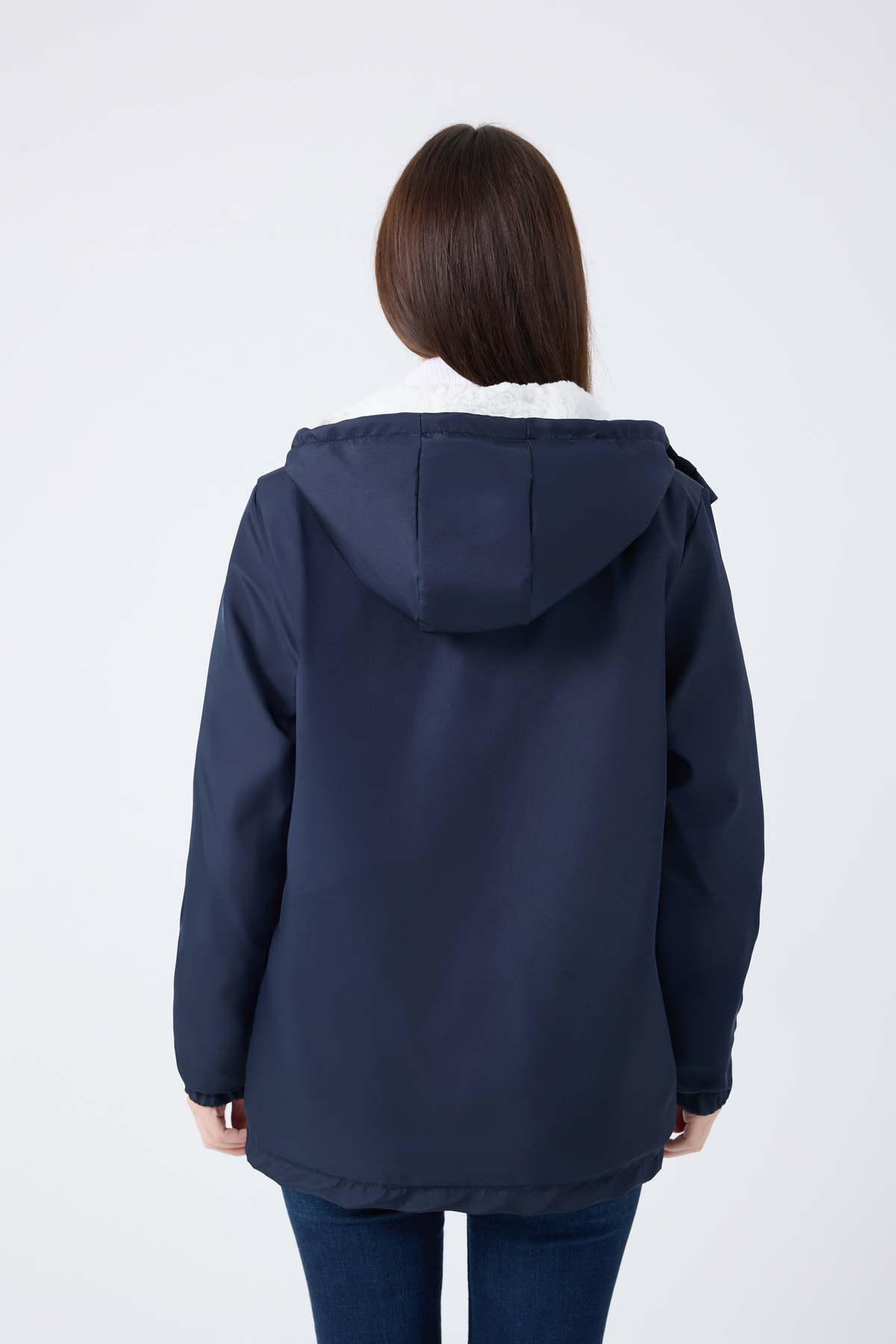 freemen  Spor Kadın Lacivert Kürklü Su Ve Rüzgar Geçirmez Kapüşonlu Mont & Kaban & Parka - Görsel 4