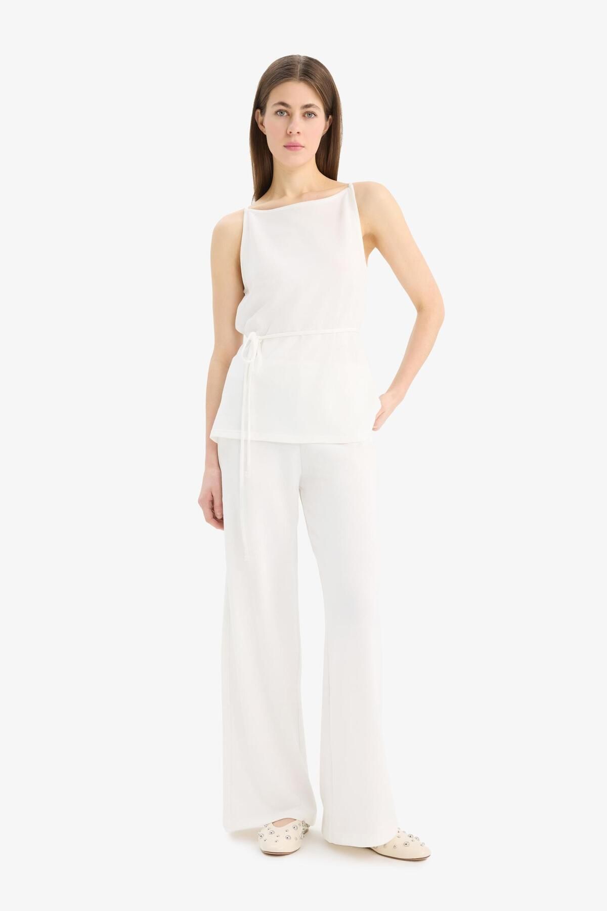 DeFacto-Picior lat - Tyca74853b08db934fa Pantaloni drepți din piqué 3