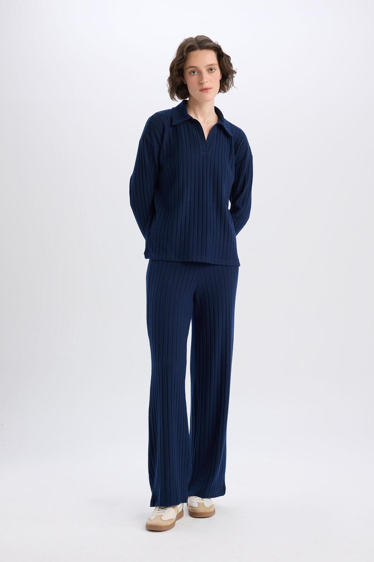 DeFacto-Regular Fit Corduroy Camisole Winter Pants Normal Waist B2405Ax25Sp 2