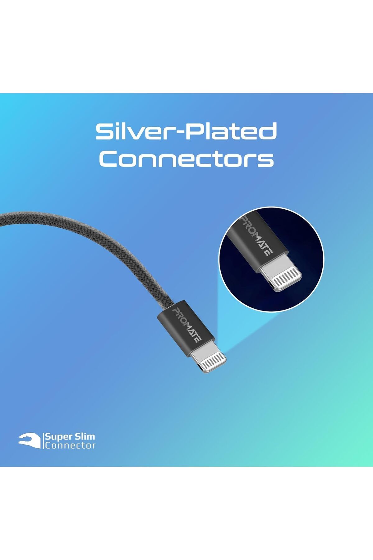 Promate-USB-C™ to Lightning Cable, Ultra-Fast 27W Power Delivery, 480Mbps Data Sync, Super-Slim Co 6