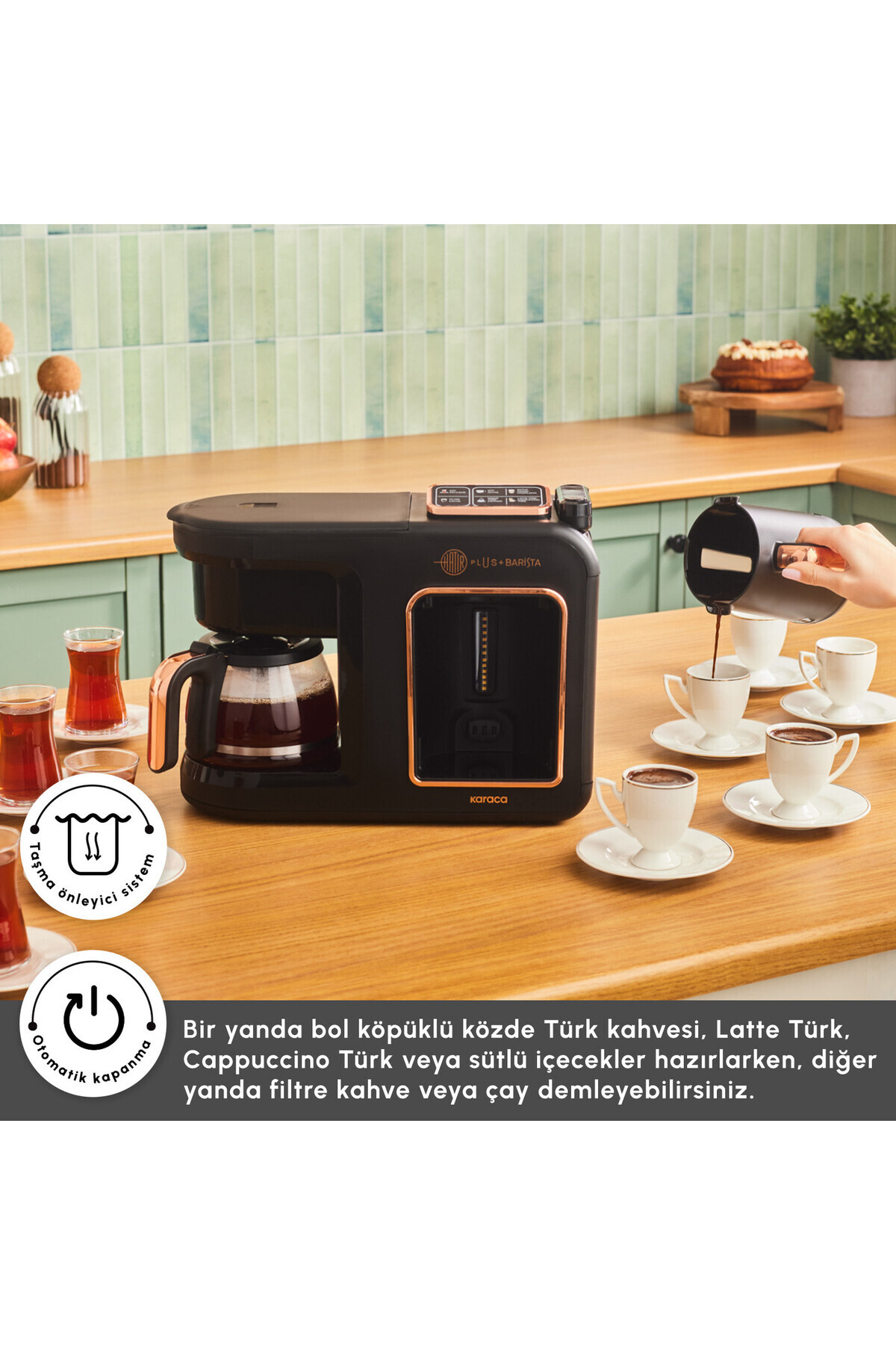 Karaca-Hatır Hüps Duet Türkische Kaffeemaschine, Silber 1400W Kaffeevollautomat-Kaffeemaschine 3