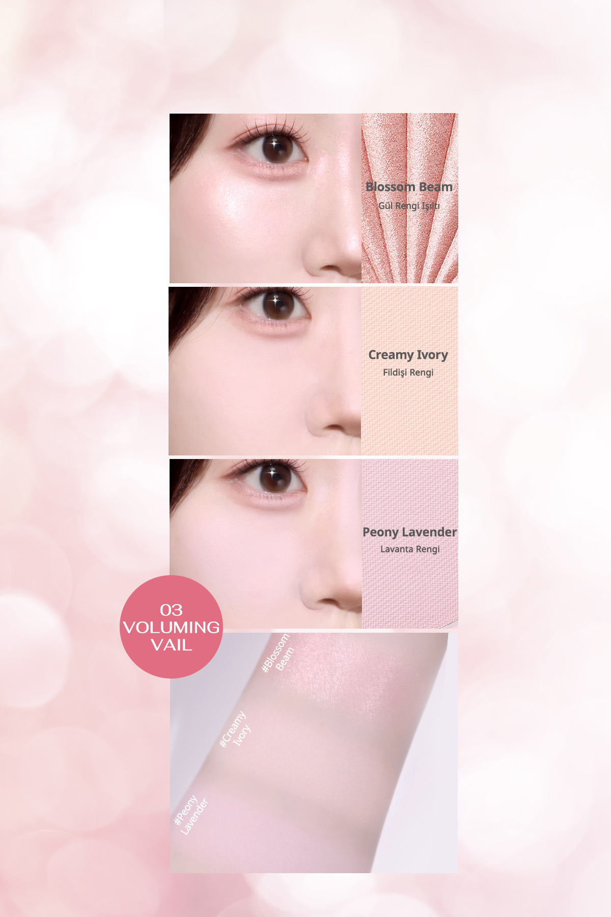 İnci Işıltıları Içeren Aydınlatıcı Paleti V Highlighter Ad (003 VOLUMİNG VEİL) — رنگارنگ 111153 — تصویر 3 از 8