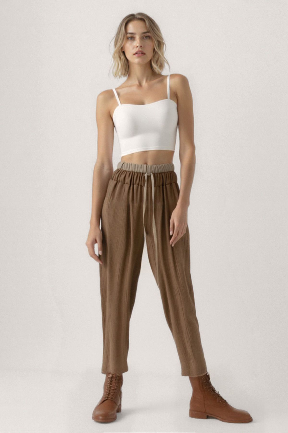 Vitrin-Waist Part Double Color Trousers 3