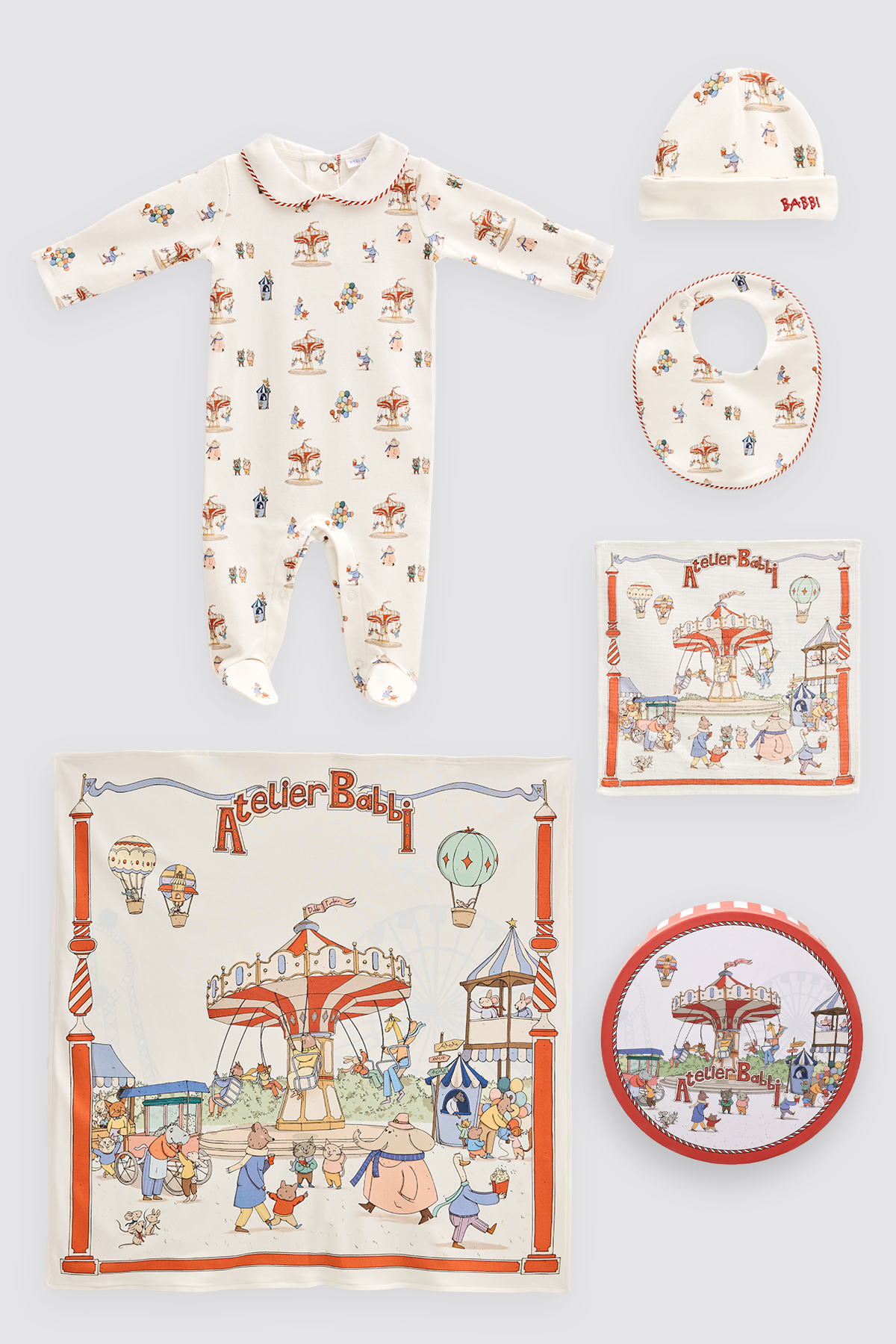 Atelier Babbi 100% Cotton 5-Piece Newborn Set - Funfair
