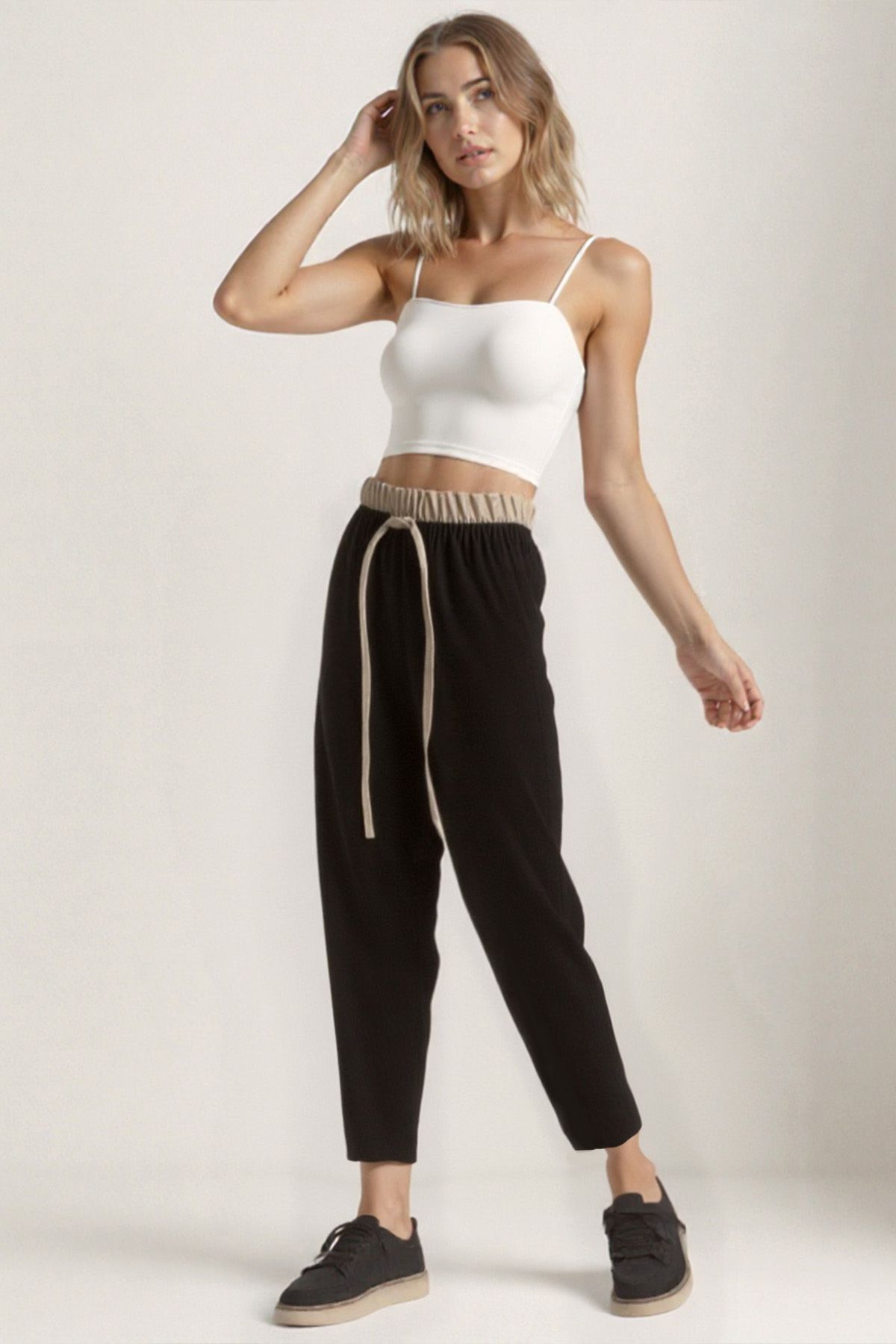 Vitrin-Waist Part Double Color Trousers 3