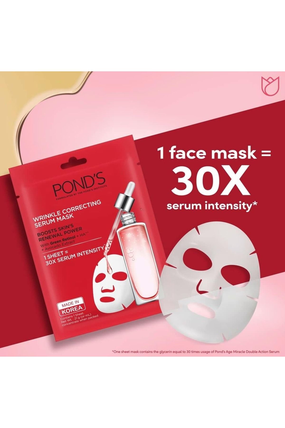 Ponds-Pond’s Wrinkle Correct Face Serum Mask 21ml – Anti-aging Sheet Mask With Retinol-c 4