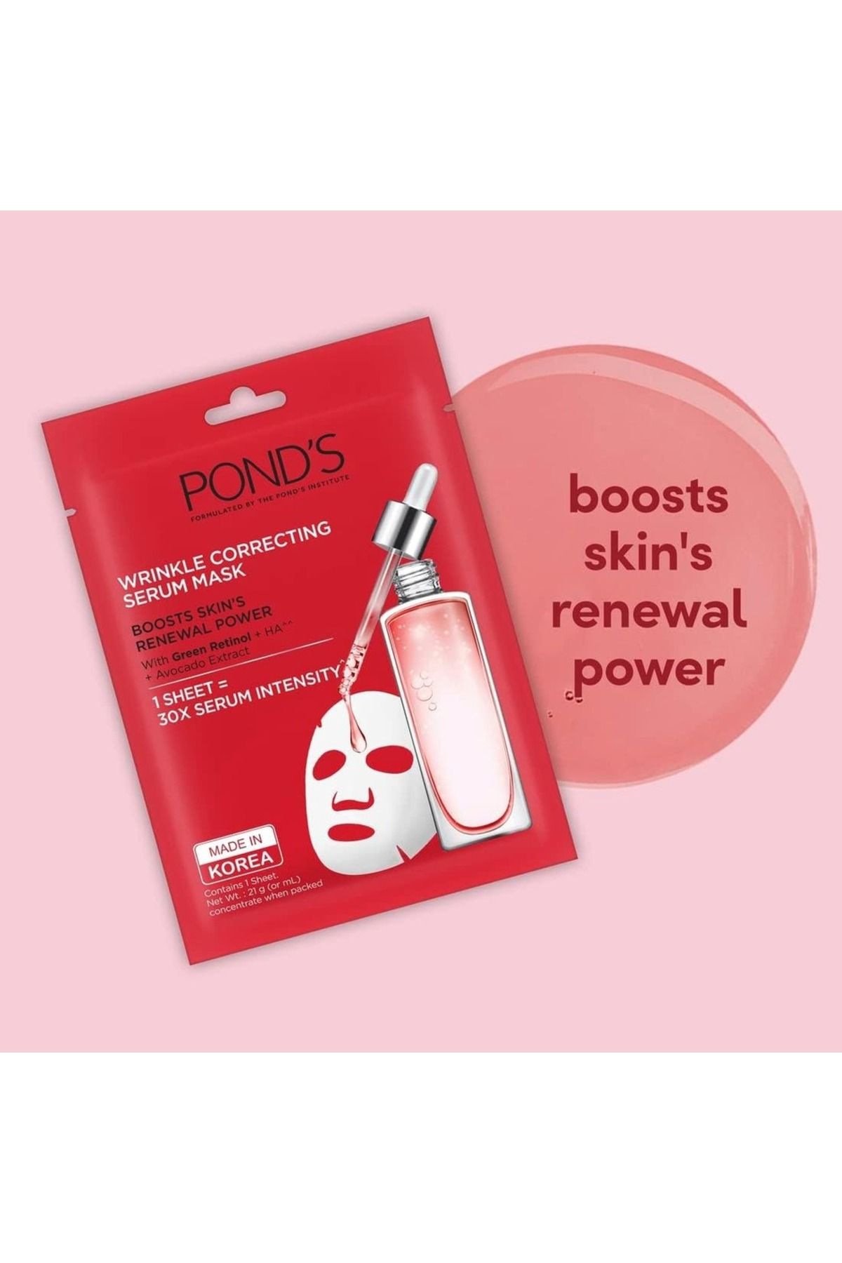 Ponds-Pond’s Wrinkle Correct Face Serum Mask 21ml – Anti-aging Sheet Mask With Retinol-c 5