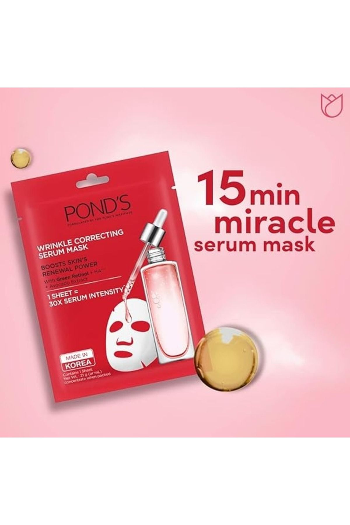 Ponds-Pond’s Wrinkle Correct Face Serum Mask 21ml – Anti-aging Sheet Mask With Retinol-c 2