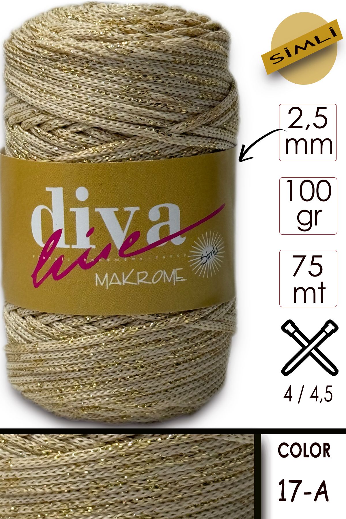 Diva İplik-Diva 17a Μοντέλο Macrame Glitter String 1
