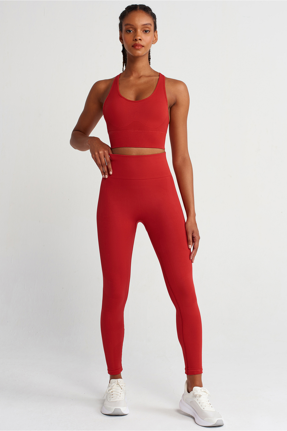 COMEUP  Jakarlı Toparlayıcı Push Up Tayt Kırmızı - Görsel 7