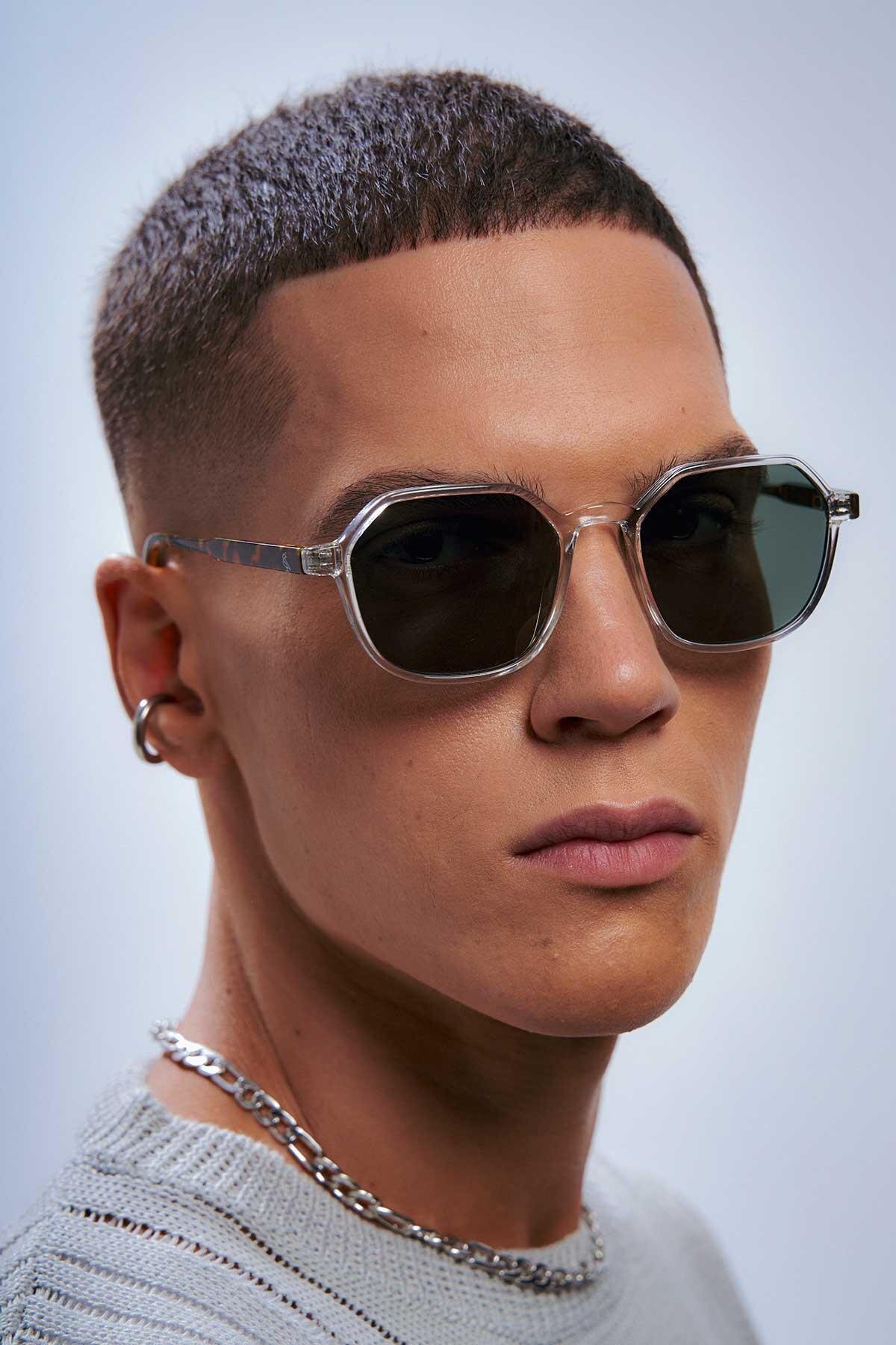 Bilge Karga  Sezar Clear Leopard Green Erkek Güneş Gözlüğü - Görsel 5