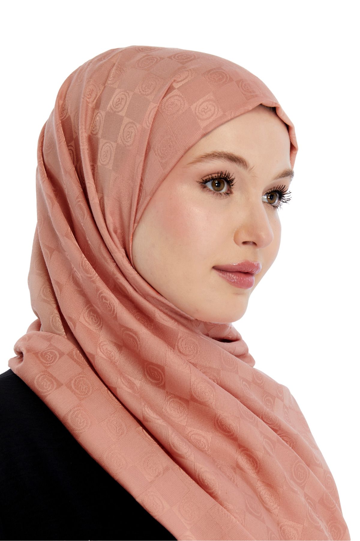 Altobeh-Monogram Checkerboard Pattern Shawl - Salmon 5