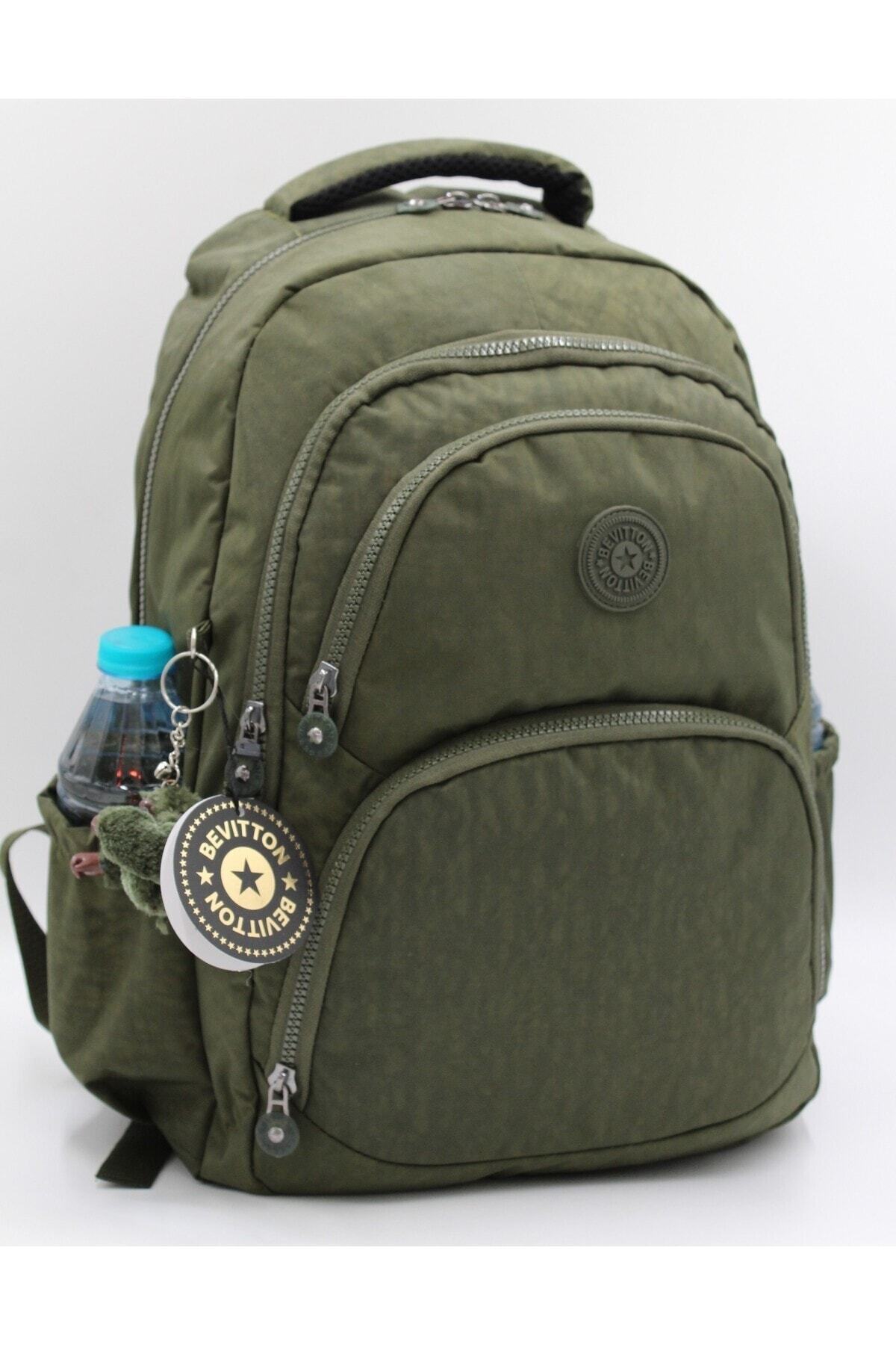 Bevitton-2100 Khaki Water Resistant Fabric School Bag Unisex School Backpack 1