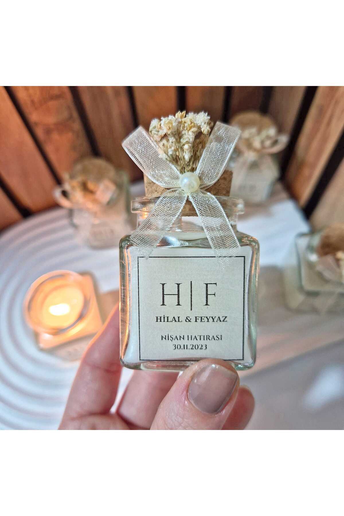 ASPİRİZM 25 Adet Cam Kavanozda Özel Isim Etiketli İncili Mum DÜĞÜN-NİKAH-NİŞAN-SÖZ-KINA-HEDİYELİK