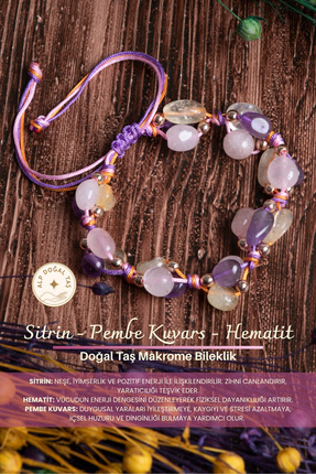 Alp Doğal Taş Orijinal Sertifikalı Sitrin Pembe Kuvars Ametist Doğal Taş Makr...