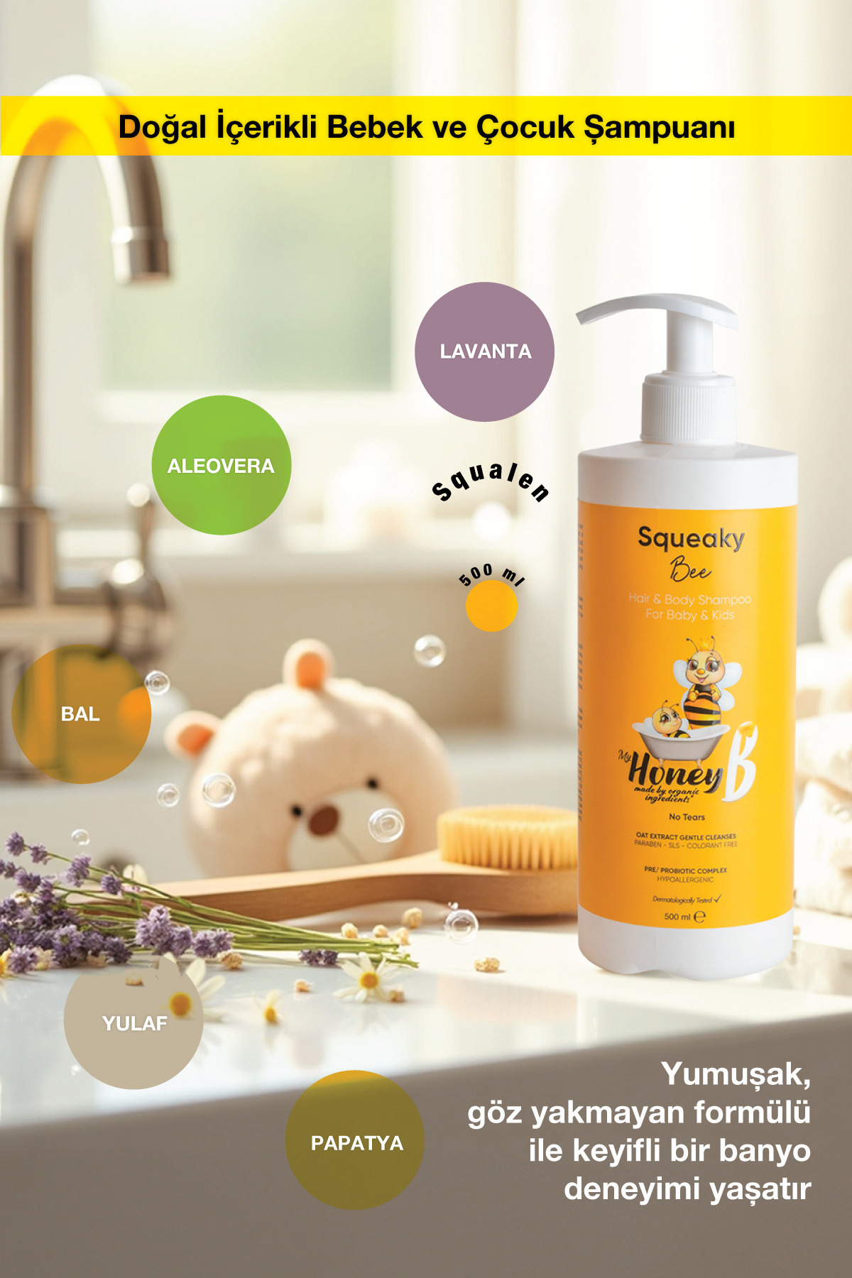 My Honey B Doğal Içerikli Yenidoğan Bebek Ve Çocuk Saç Vücut Şampuanı 500 ml fotoğrafı 2 (önizleme)